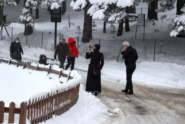 Gölcük Tabiat Parkı'nda beyaz örtüyle kaplandı