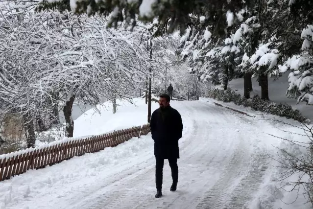 Gölcük Tabiat Parkı'nda beyaz örtüyle kaplandı