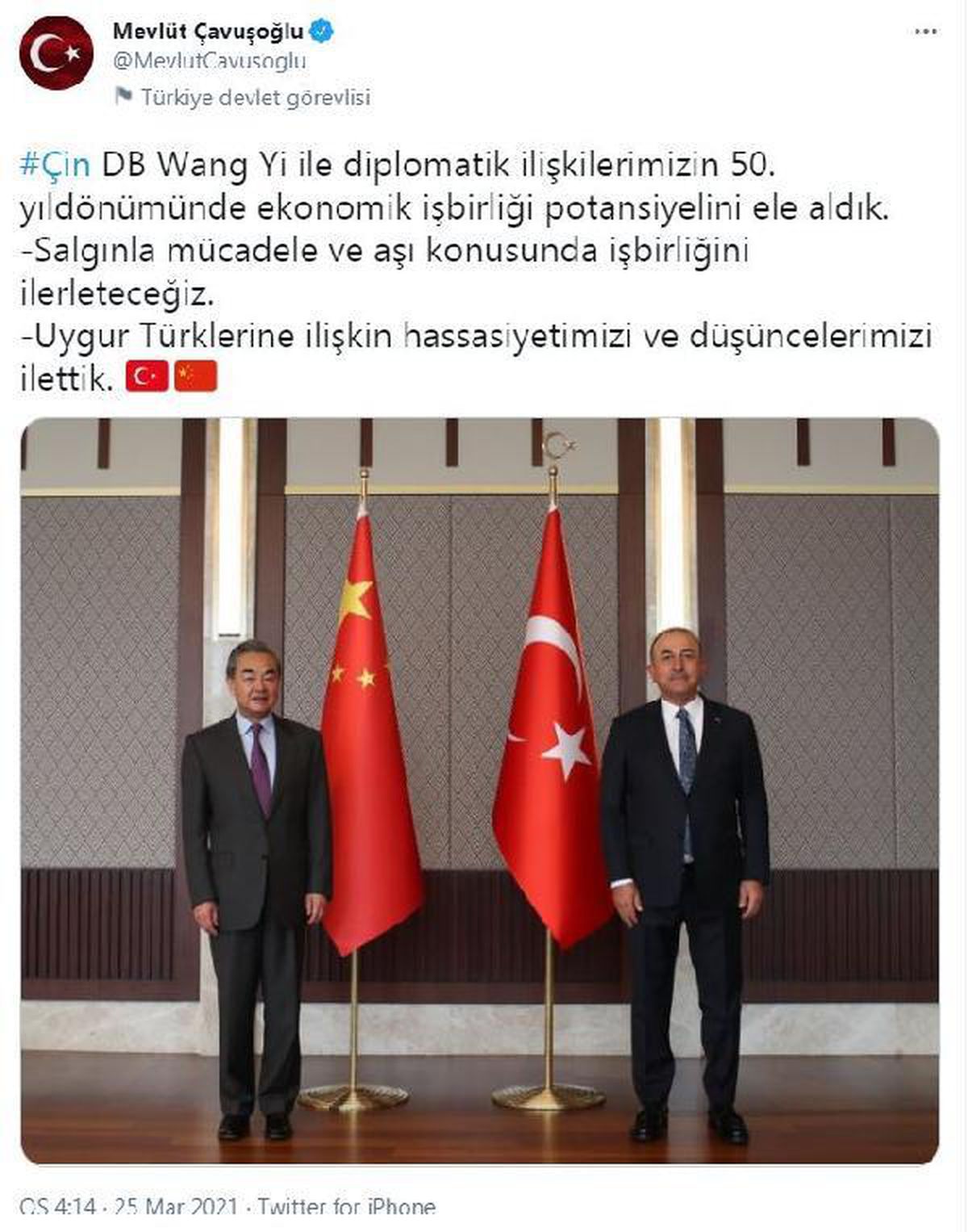 Bakan Çavuşoğlu, Çinli mevkidaşı Yi ile görüştü (3)