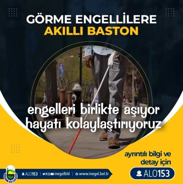 İnegöl Belediyesi görme engellilere akıllı baston dağıtacak