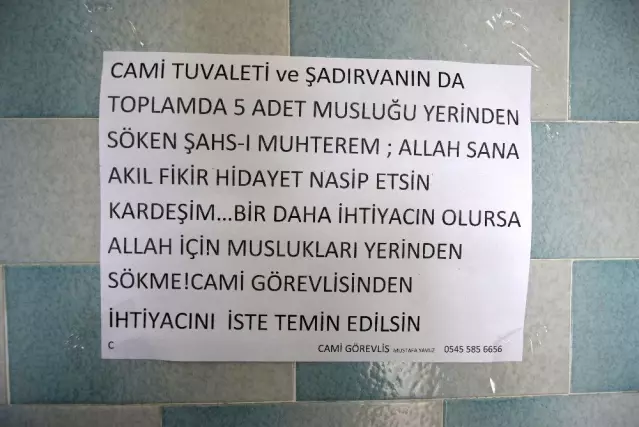 Muslukları çalan hırsızlara imamdan sitem dolu not