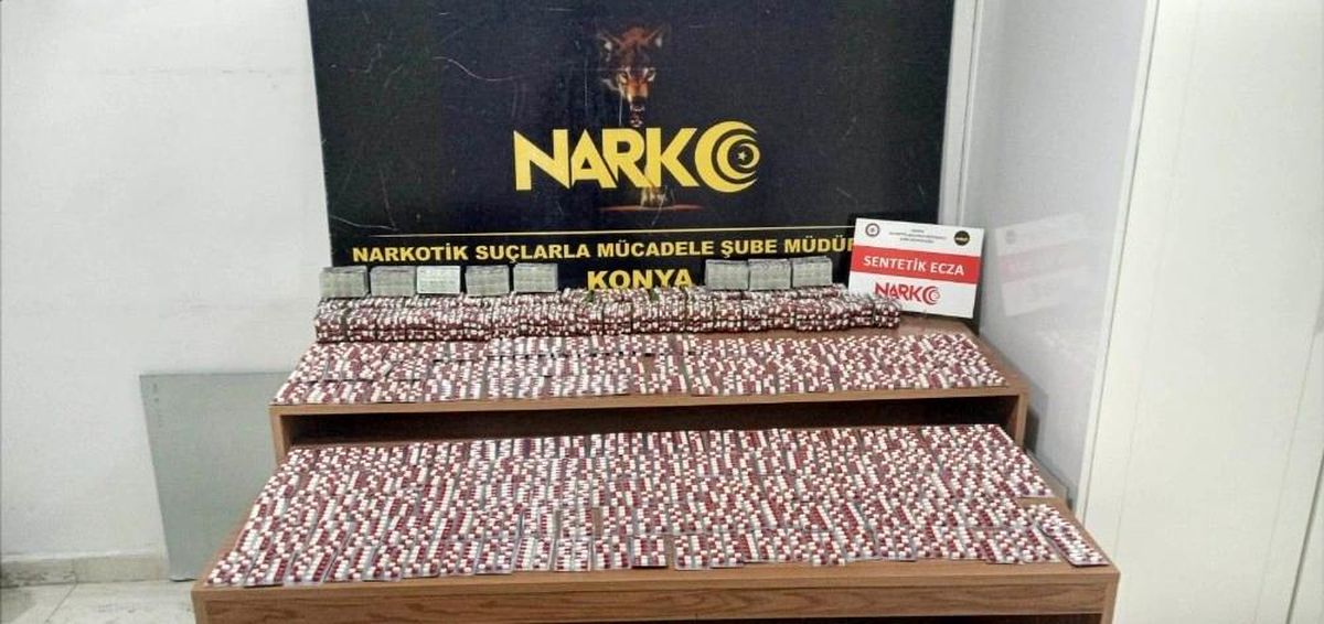 Konya\'da 15 bin 239 sentetik ecza hap ele geçirildi