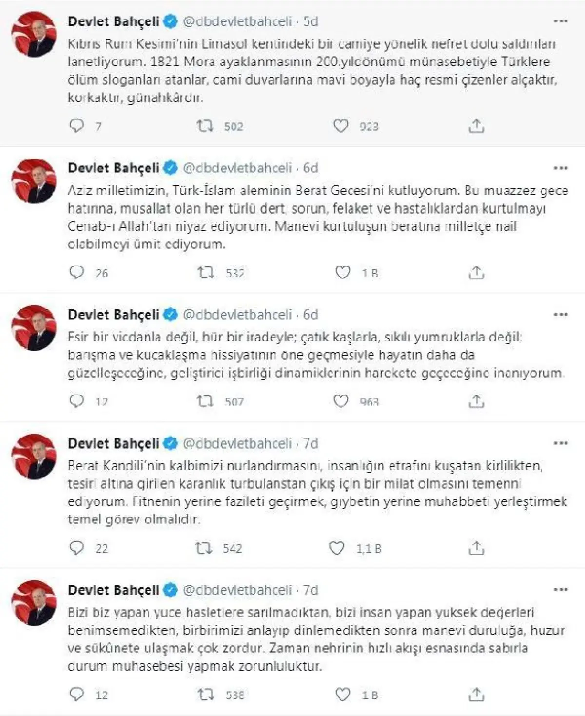 MHP Genel Başkanı Bahçeli\'den Güney Kıbrıs Rum Yönetimi\'nde camiye yönelik saldırıya tepki Açıklaması