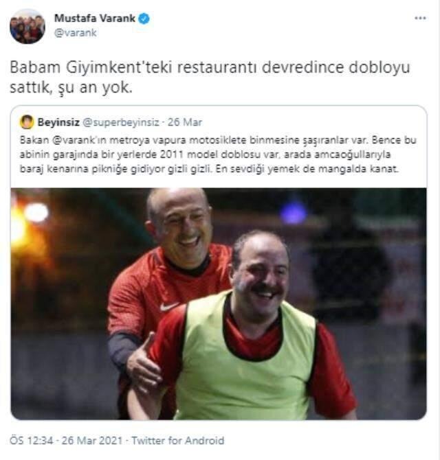 Bakan Varank, kendisine 'doblo' esprisi yapan sosyal medya kullanıcısına verdiği cevapla gülümsetti Bakan Varank, kendisine 'doblo' esprisi yapan sosyal medya kullanıcısına verdiği cevapla gülümsetti
