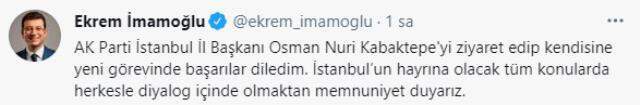 İBB Başkanı İmamoğlu'ndan AK Parti İstanbul İl Başkanı Kabaktepe'ye ziyaret