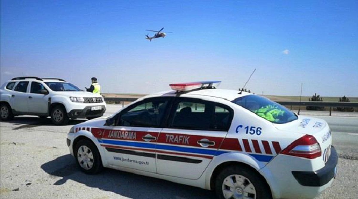 Son dakika haber... Jandarmadan helikopter destekli trafik denetimi