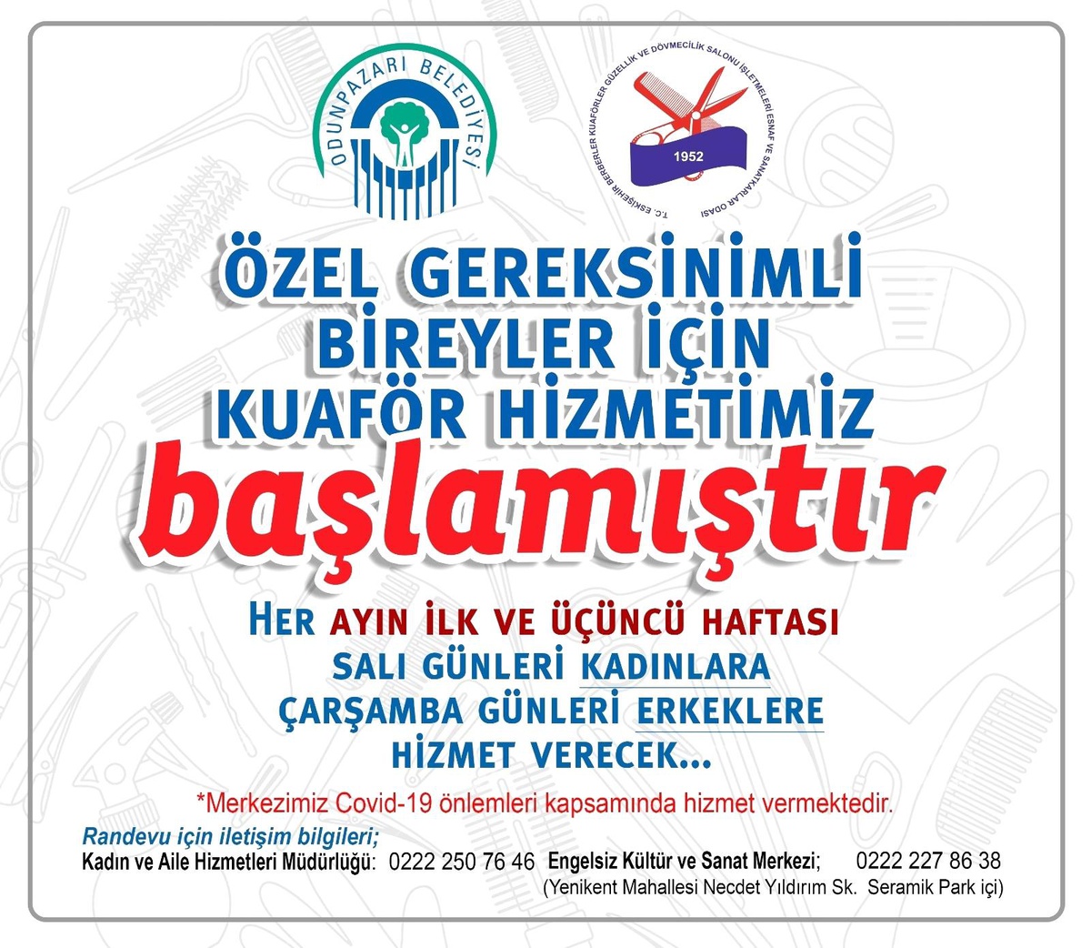 Odunpazarı\'ndan özel gereksinimli bireyler için kuaför hizmeti