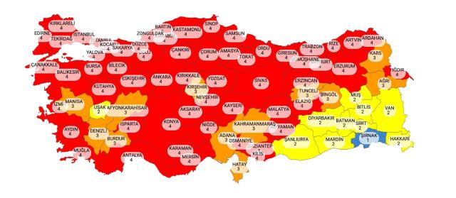 Son Dakika: Yeni koronavirüs risk haritası yayınlandı, 58 il kırmızı kategoriye geçti
