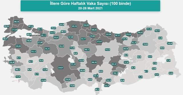 Son Dakika: İllere göre haftalık vaka sayısı haritası güncellendi! İstanbul'da korkutan artış