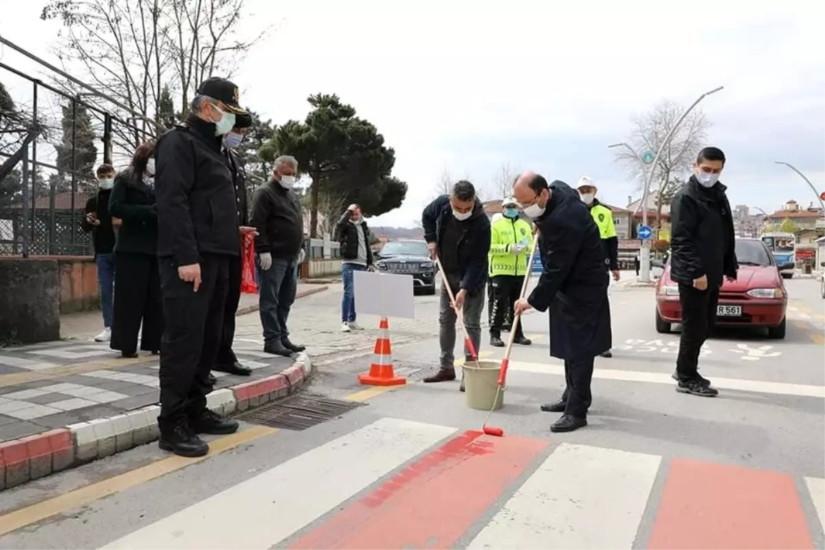 Vali Güner kırmızı çizgi ile trafikte yaya önceliğine dikkat çekti