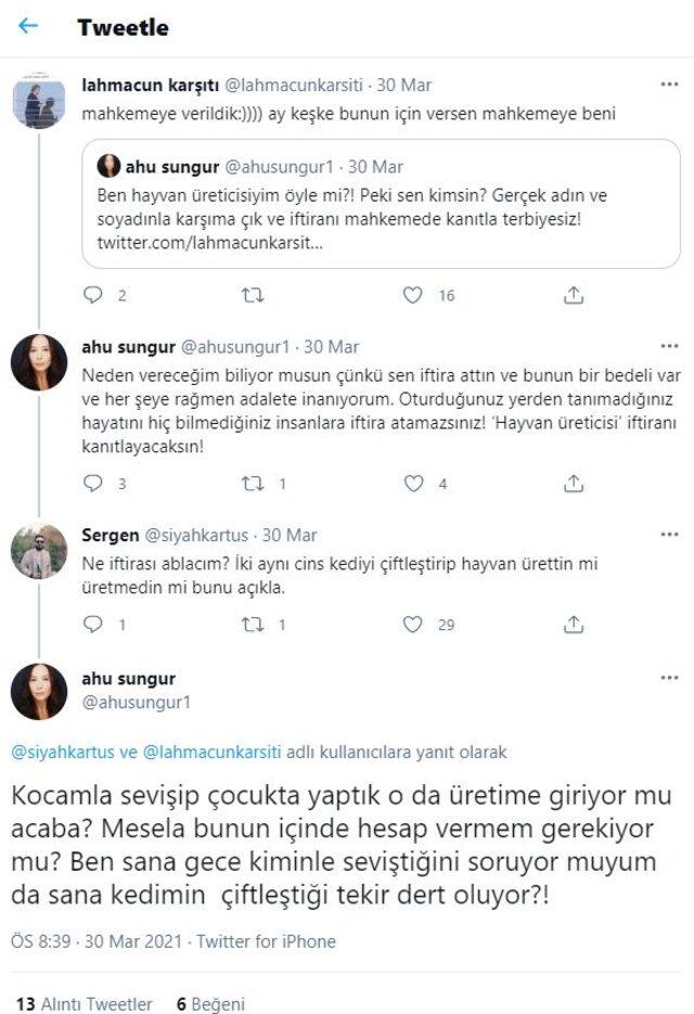 Ahu Sungur'dan polemiğe girdiği takipçisine dikkat çeken tepki