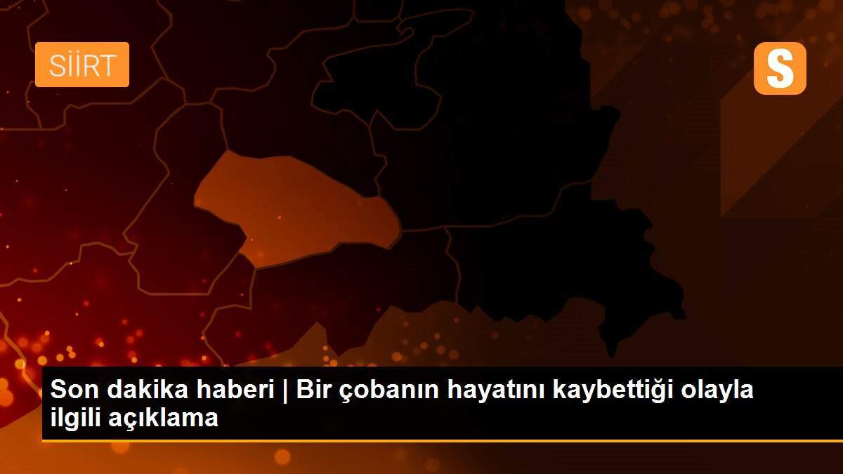 Son dakika haberi | Bir çobanın hayatını kaybettiği olayla ilgili açıklama