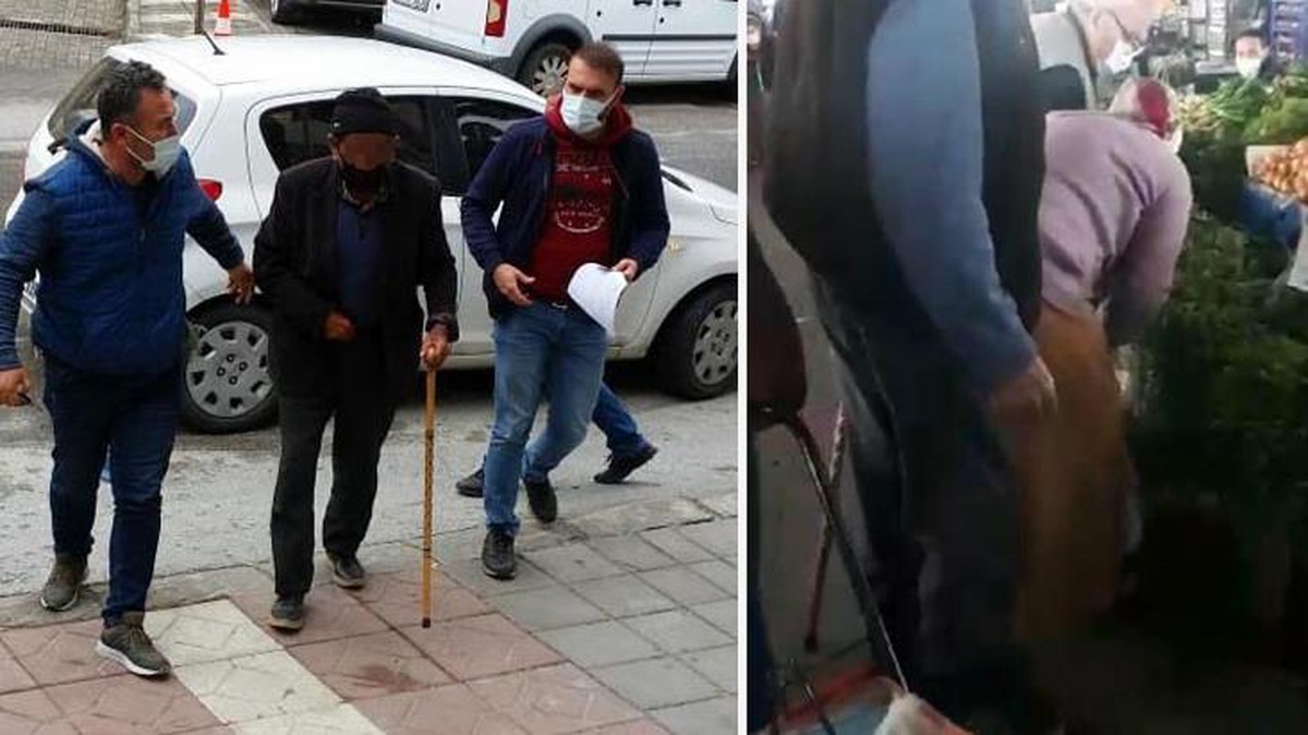 Pazara gelen kadınları taciz eden bastonlu adam, gözaltına alındı
