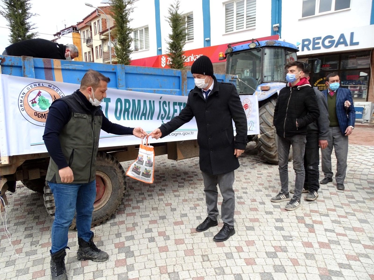 Hisarcık\'ta vatandaşlara ücretsiz fidan dağıtıldı
