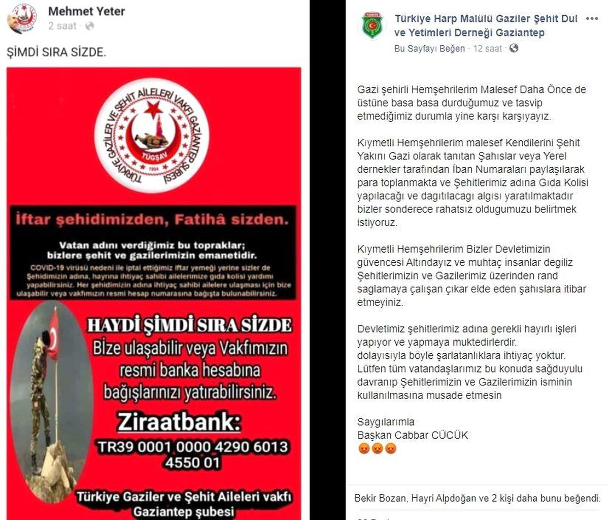 Şehit ailelerinden gıda kampanyasına tepki