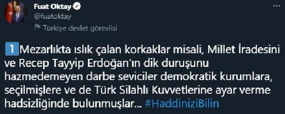 Cumhurbaşkanı Yardımcısı Oktay\'dan bildiri tepkisi