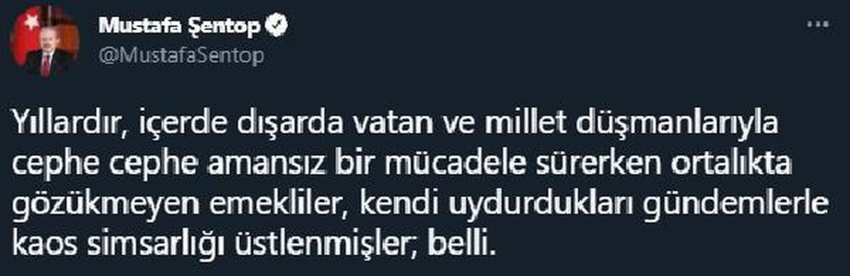 Şentop: Düşünce açıklama başka, darbe çağrışımlı bildiri hazırlamak başka