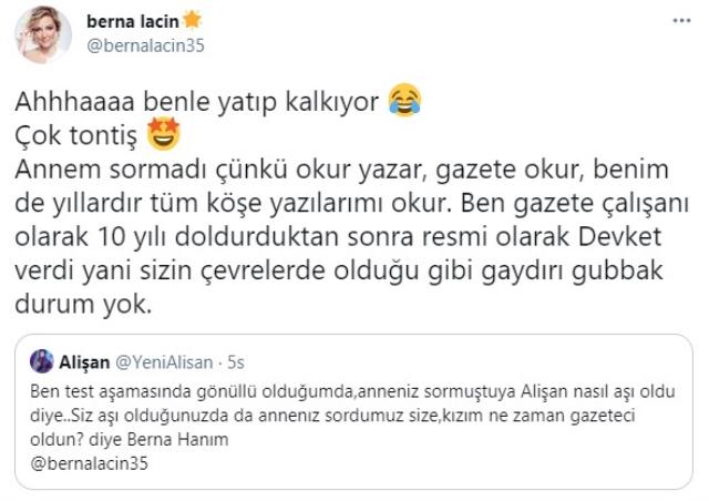 Koronavirüs aşısı yaptıran Berna Laçin ile Alişan birbirine girdi