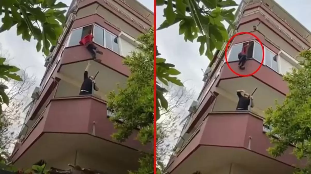 Anahtarı içeride unutan gencin tehlikeli eve giriş yöntemi yürekleri ağza getirdi