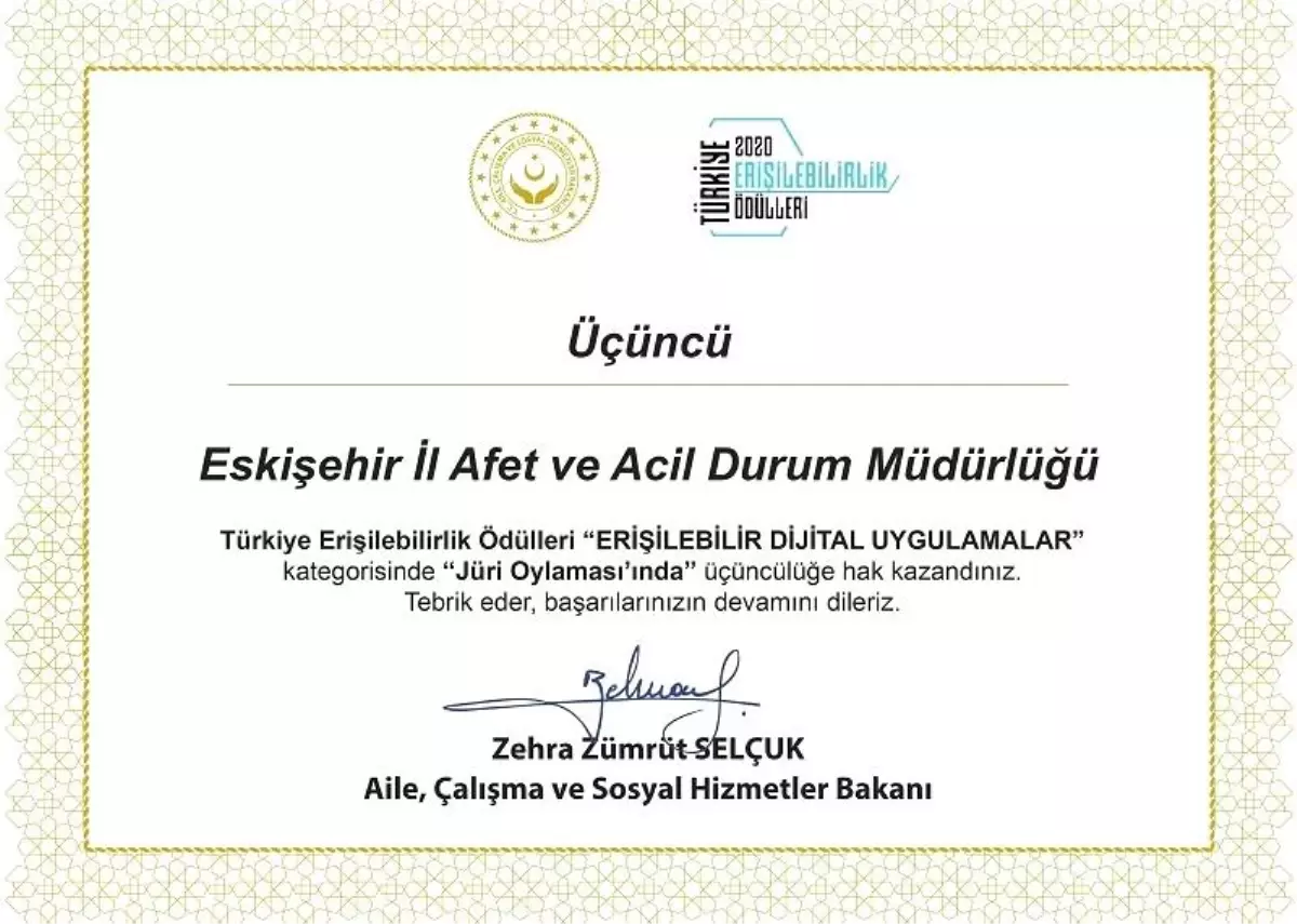 Eskişehir AFAD\'a ödül