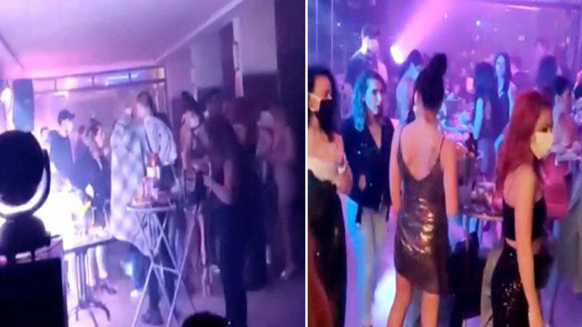 Otel lobisinde parti yapanların eğlencesine baskın! Polisi gören maskesine sarıldı