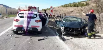 Gelin arabasının karıştığı zincirleme kazada 7 kişi yaralandı