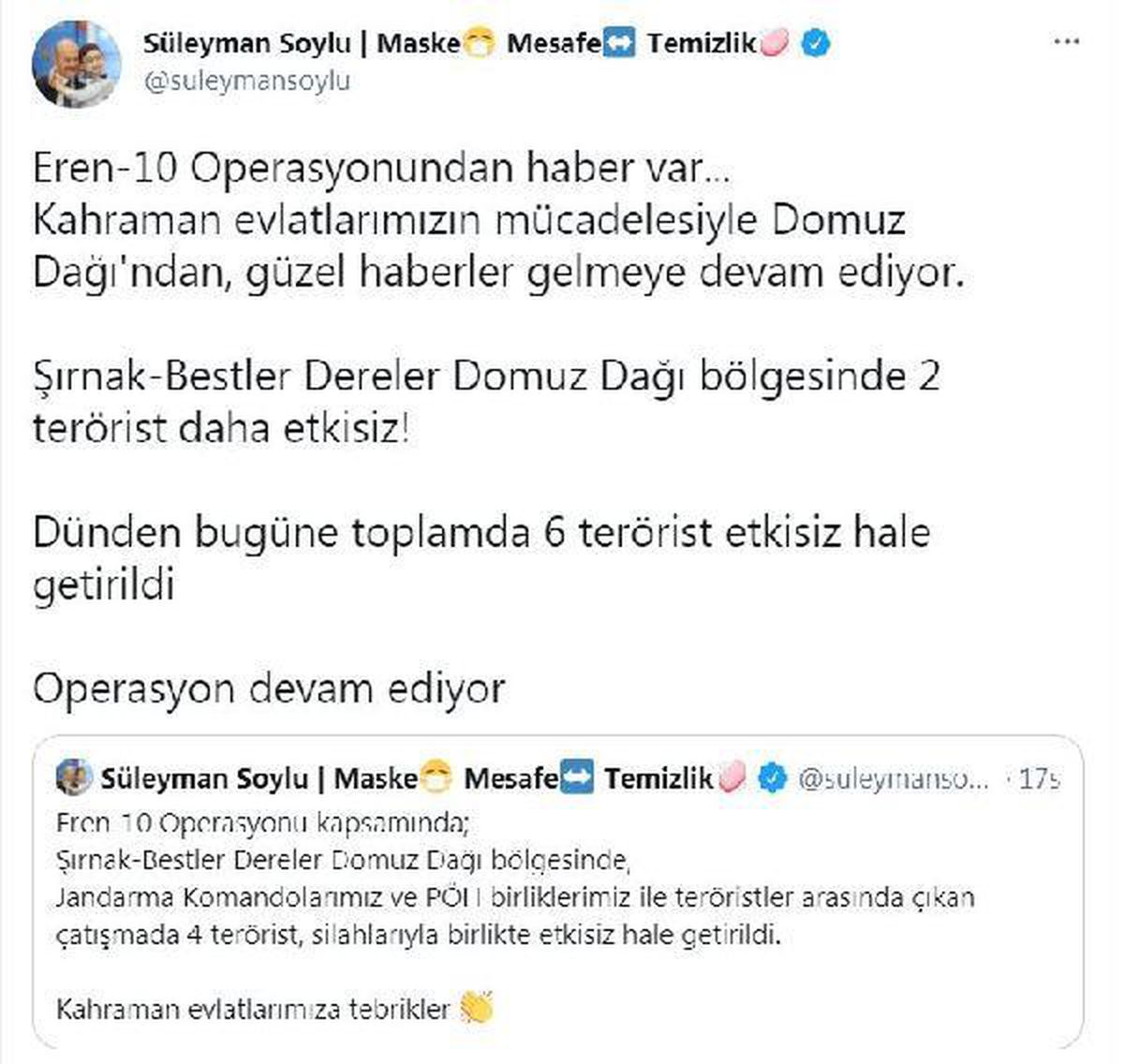 Son dakika haber | İçişleri Bakanlığı: Şırnak\'ta 2 terörist daha etkisiz hale getirildi
