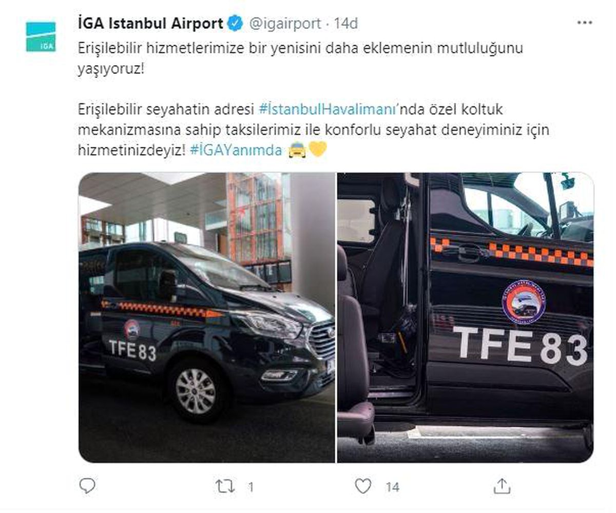 İstanbul Havalimanı\'nda engelli yolculara özel taksi uygulaması