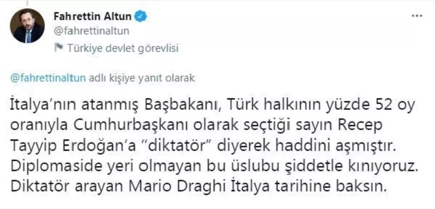 İletişim Başkanı Altun\'dan İtalyan Başbakanına tepki