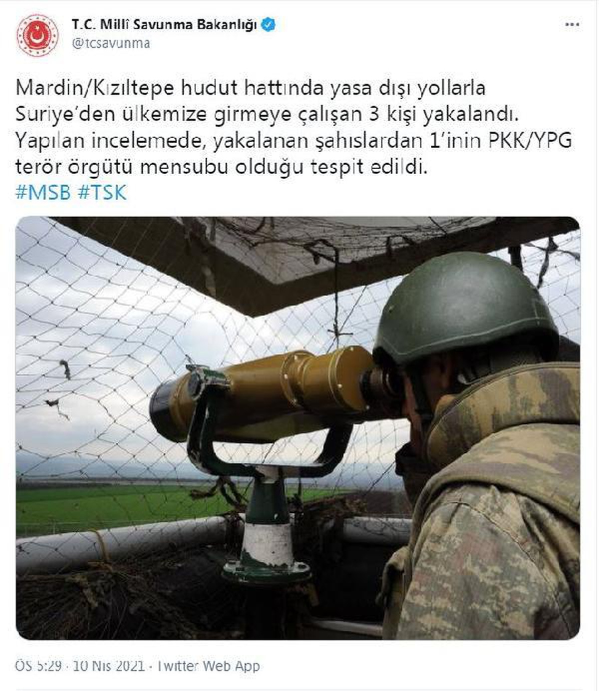 Suriye\'den Türkiye\'ye girmeye çalışan 1\'i PKK\'lı 3 kişi yakalandı