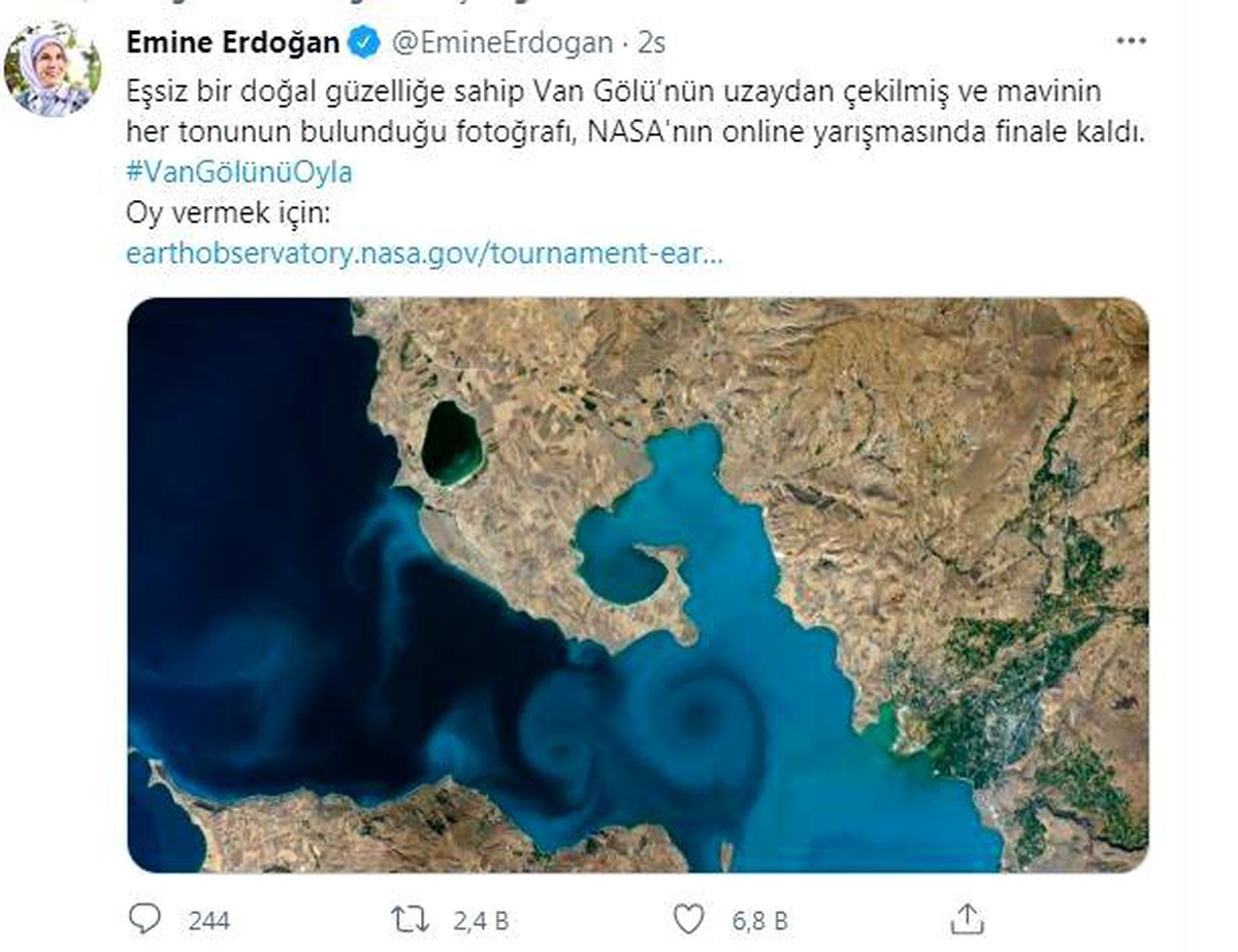 Son dakika haber: Emine Erdoğan\'dan Van Gölü fotoğrafına destek