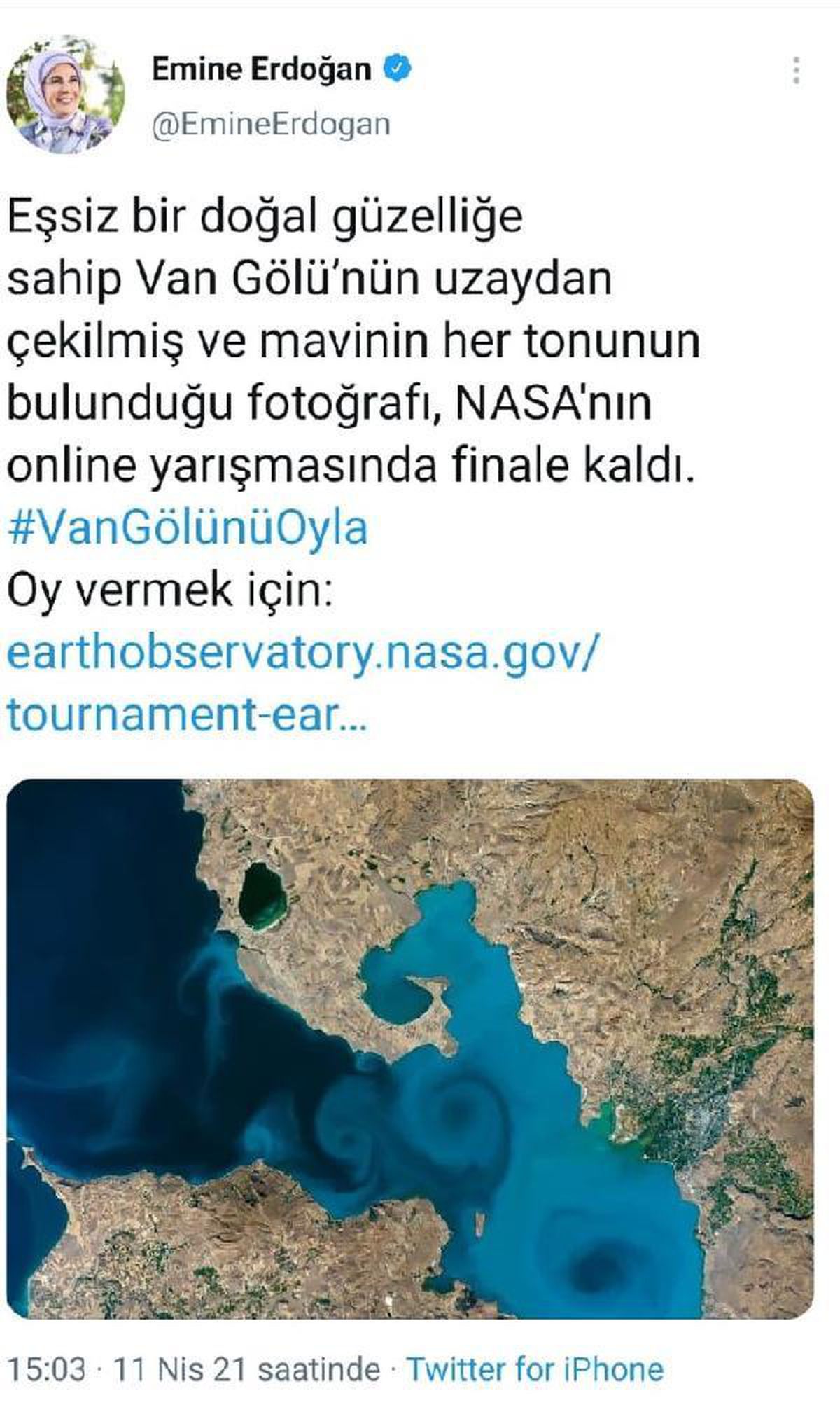 Son dakika haberi | Emine Erdoğan Van Gölü için oy kullandı, destek için paylaşım yaptı