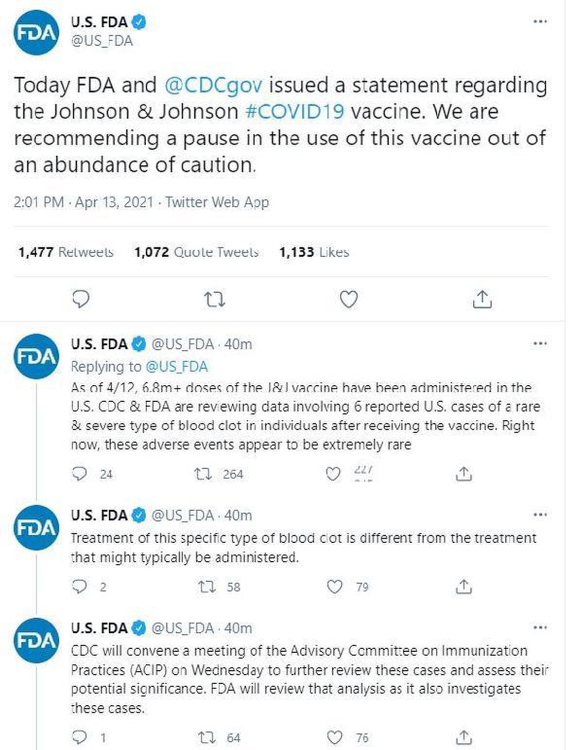 FDA\'dan Johnson & Johnson aşı kullanımını durdurma çağrısı