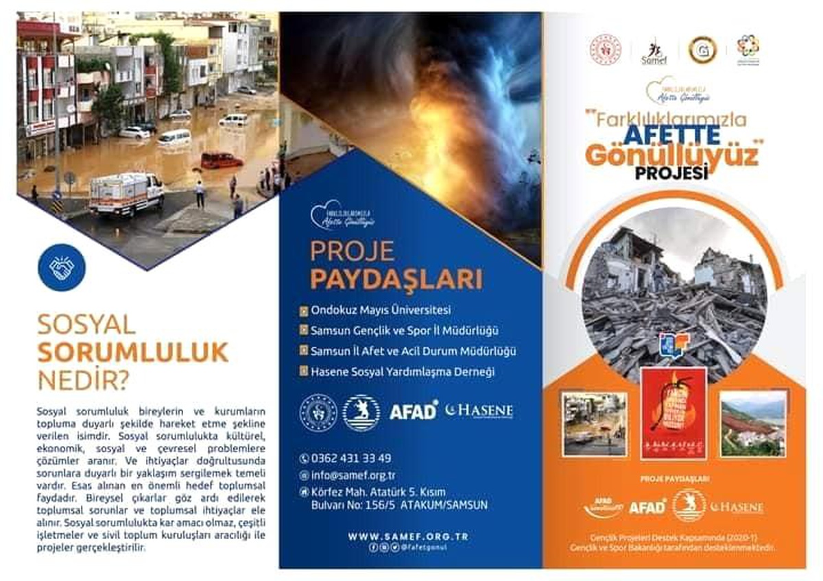 OMÜ\'den "Farklıklarımızla Afette Gönüllüyüz Projesi"ne destek