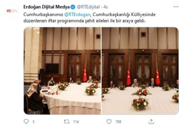 Cumhurbaşkanı Erdoğan, iftar programında şehit aileleri ile bir araya geldi