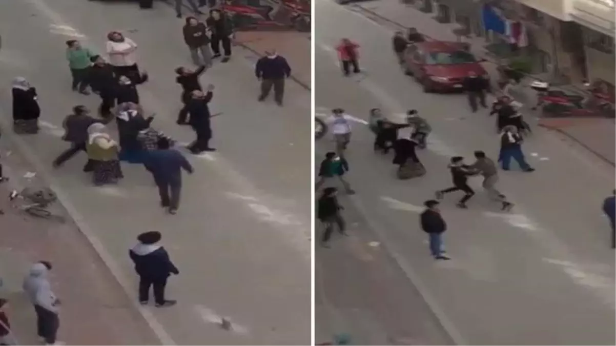 İki aile arasındaki tartışma meydan savaşına döndü! Baltalı, sopalı kavga kamerada