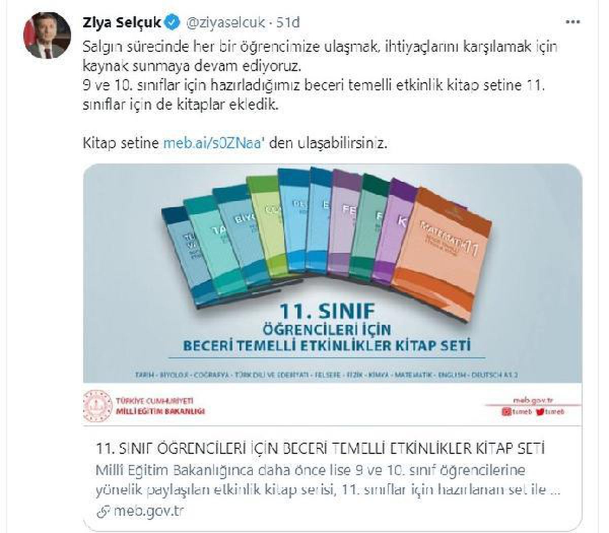 MEB\'den 11\'inci sınıf öğrencileri için \'beceri temelli etkinlikler\' kitap seti
