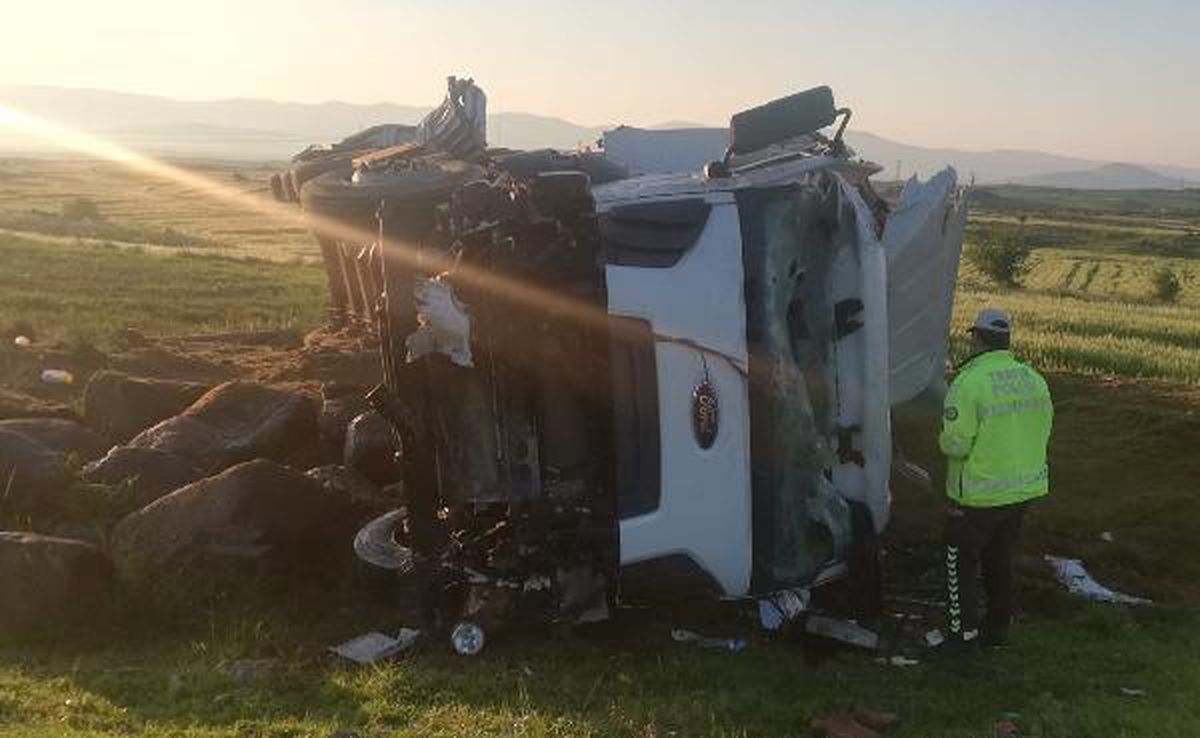 Şarampole devrilen TIR\'ın şoförü yaralandı
