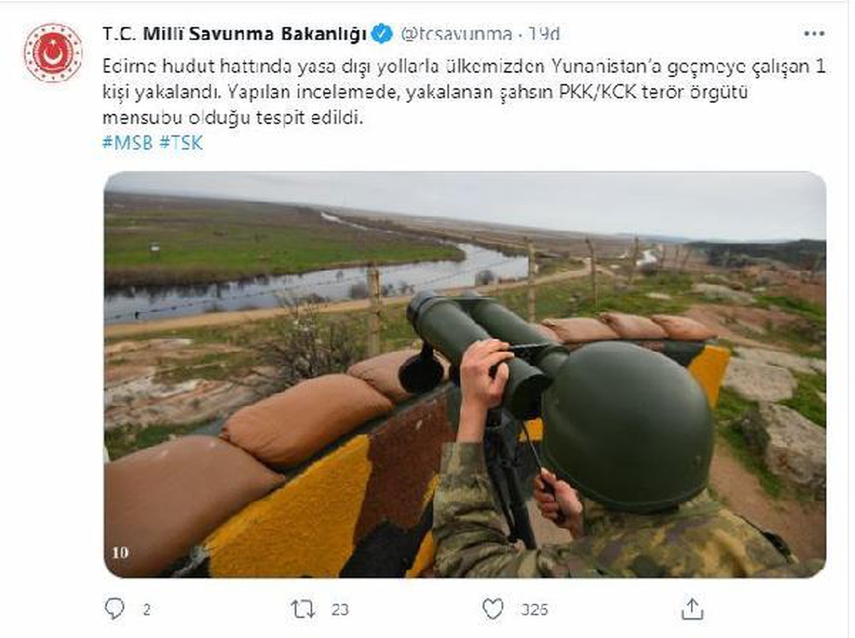 MSB: Yunanistan\'a geçmeye çalışan PKK/KCK\'lı yakalandı