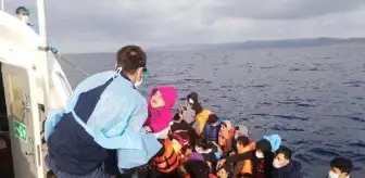 Ayvacık açıklarında, 2 lastik bottaki 110 kaçak göçmen kurtarıldı