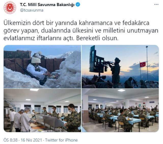 Görev yerini terk etmeyen Mehmetçik, silah başında böyle oruç açtı