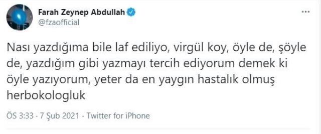 Farah Zeynep Abdullah'a tepki yad