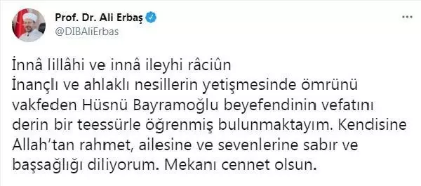 Son dakika: Bediüzzaman'ın talebesi Hüsnü Bayramoğlu, hayatını kaybetti