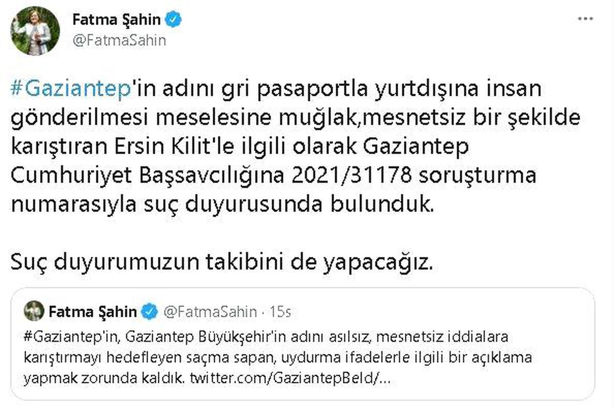 Fatma Şahin\'den "gri pasaport" iddialarına suç duyurusu