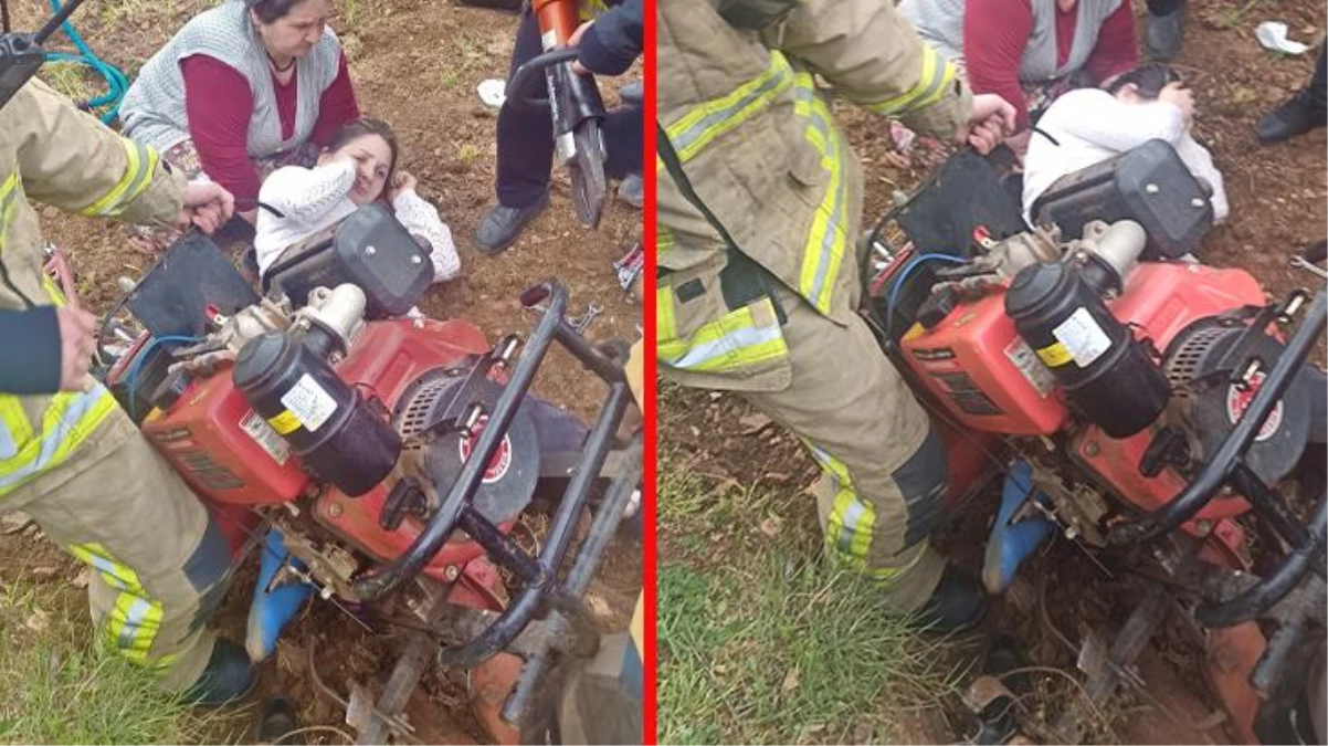 Ormanlık alanda ayaklarını çapa motoruna kaptıran genç kadını kurtarmak için zamanla yarıştılar