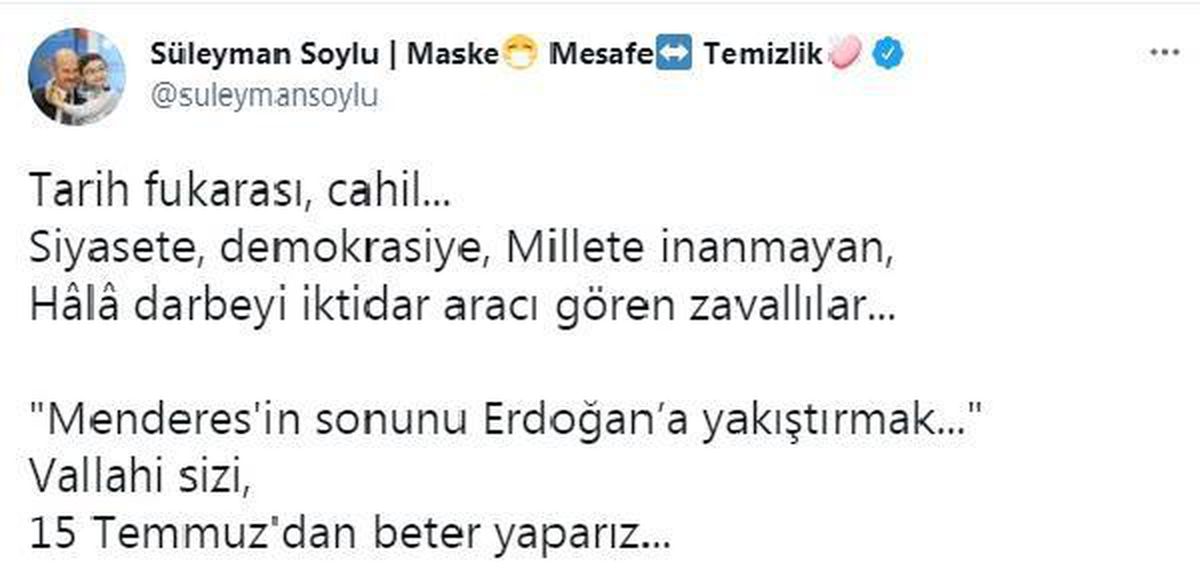 Bakan Soylu\'dan CHP\'li Altay\'a tepki