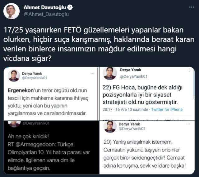 Davutoğlu'ndan Aile ve Sosyal Hizmetler Bakanı olarak atanan Derya Yanık için dikkat çeken paylaşım