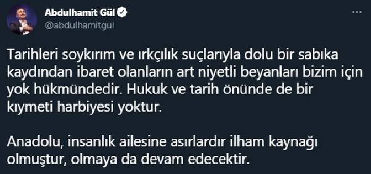 Cumhurbaşkanlığı Kabinesi\'nden, ABD Başkanı Biden\'a tepkiler