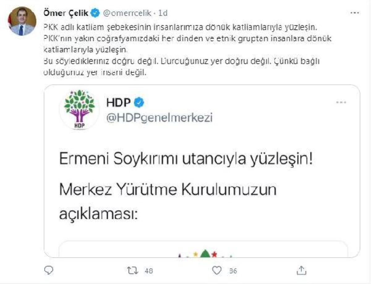 Ömer Çelik\'ten HDP\'ye tepki: PKK\'nın insanlarımıza dönük katliamlarıyla yüzleşin (2)