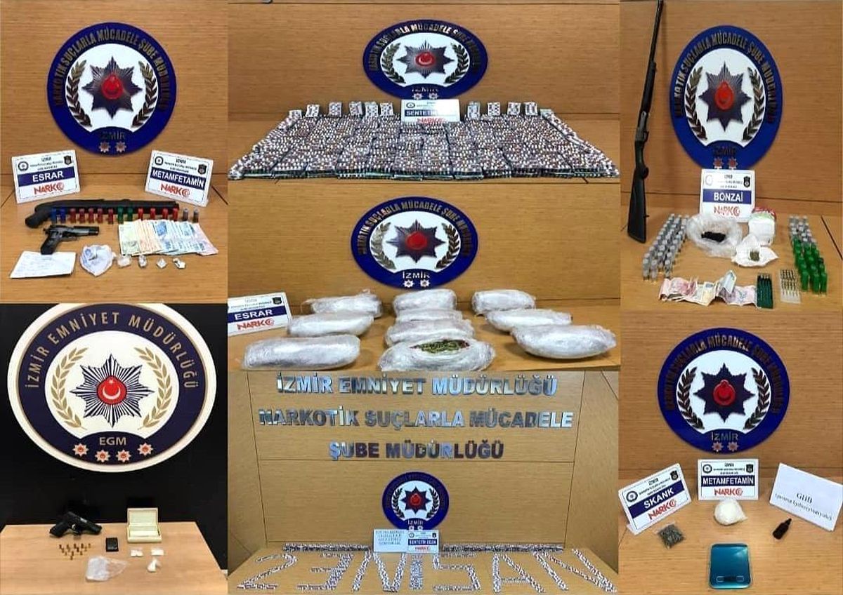 Son dakika haber... İzmir\'deki uyuşturucu operasyonlarında yakalanan 16 şüpheli tutuklandı